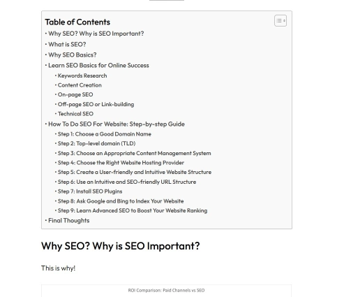 blog table of contents