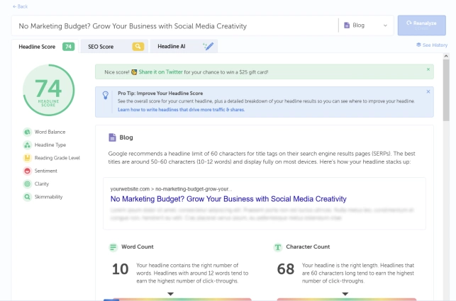 coschedule headline score