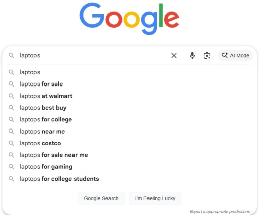 google search autocomplete suggestions