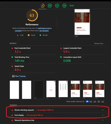 google lighthouse report render blocking javascript