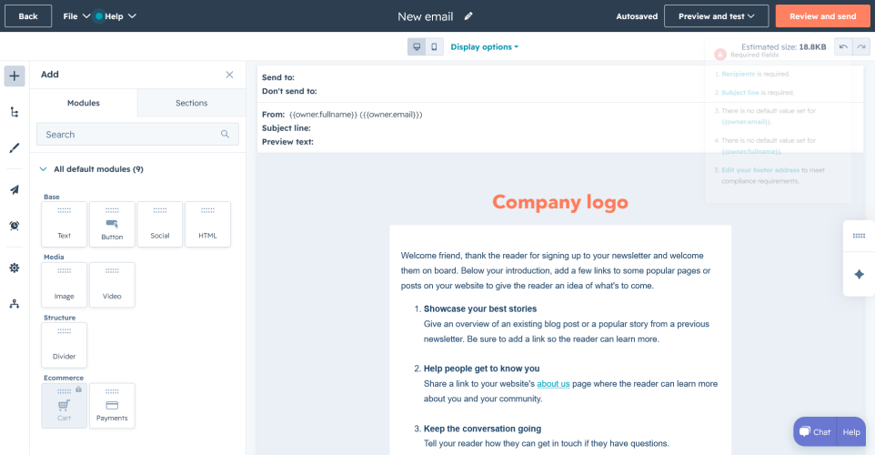 hubspot marketing hub email campaign setup
