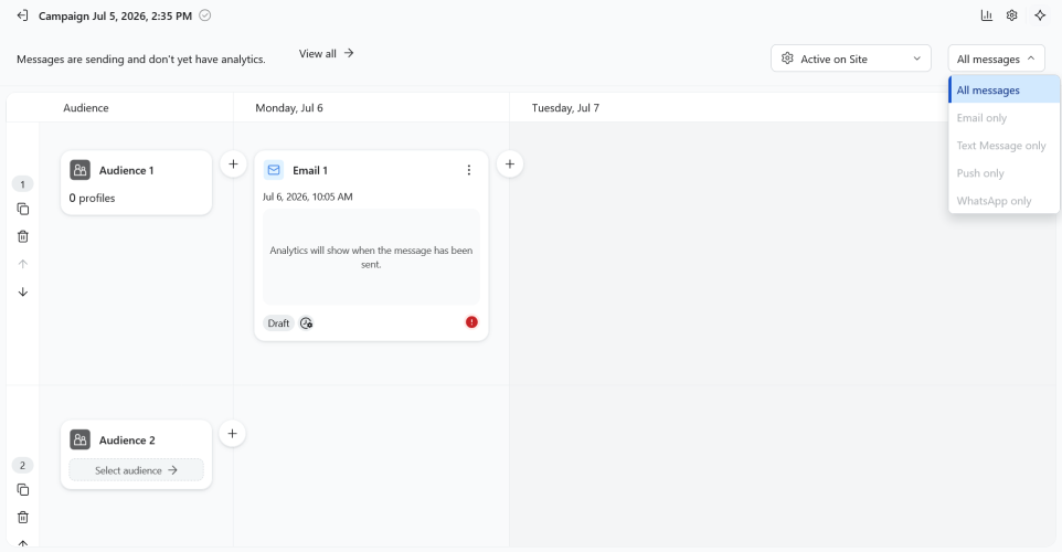 klaviyo omnichannel email whatsapp flows setup