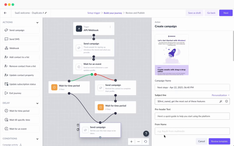 mailmodo visual automation workflows