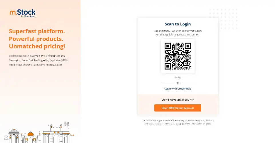 mstock signup page compliance credentials